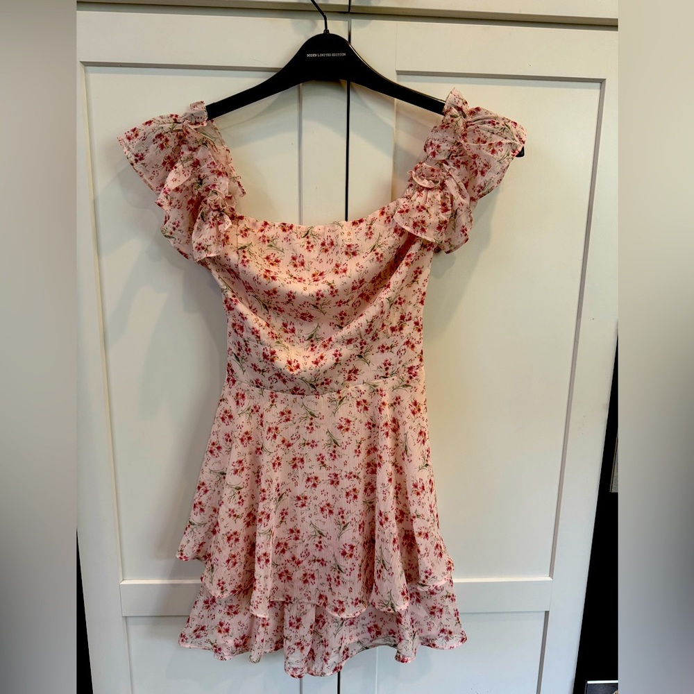 Windsor Pink Floral Ruffle Mini Dress - Like New,  Size M